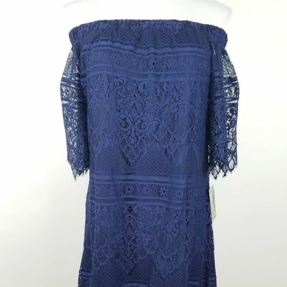 Breathless Size XL Dress Blue Lace Off Shoulder